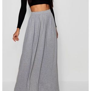 Boohoo Sweeping Jersey Grey Maxi Skirt